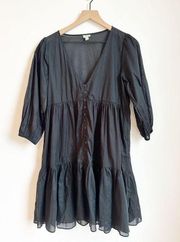 J. Crew Swim Cover Up Dress Puff Sleeve Tiered Black XS Swim