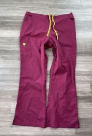 WonderWink Womens Scrubs Pants Size XL Pockets Raspberry F5