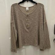 By Together Anthropologie Wide Sleeve Oversized Neutral Top