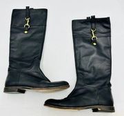 Coach MARTTA Leather Riding Boots Black Knee-High Tall Women's 7.5B