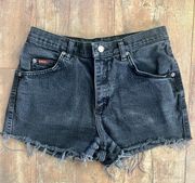 Vintage 90s Lee Cut Off High Rise Black Denim Jean Shorts Size 8