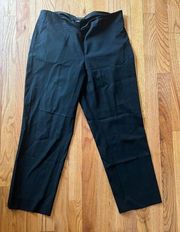 ST JOHN Caviar Black Flat Front Cropped Dress Pants Size 6 ? Imported Fabric