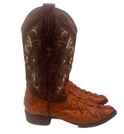 Laredo Women Exotic Ostrich Quil Embroidered Boots Brown Sz 11