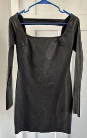 Naked Wardrobe Faux Leather Black Mini Dress Size M New Long Sleeve Right