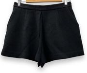 Sandro Paris Black Textured High Waist Side Zipper Shorts Size 38