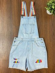 Target Womens Rainbow Overall Shorts Jean Denim Shortalls Bibs Small