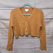 Jun & Ivy Orange Brown V-Neck Cropped Button Up Women's Cardigan Size Small