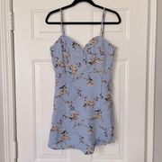 Melloday Dress Large Blue Mini Floral Tank Summer Ditsy Granny Bustier Casual