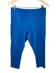 Zyia  Active Capri Leggings 14 16 Blue Metallic Pockets High Waisted‎ Yoga Gym