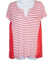 Charming Charlie Stripe Sheer Back T-shirt Coral M