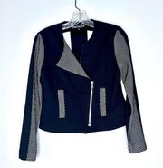 Yoana Baraschi  black faux mesh trim motorcycle fitted jacket XS