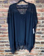 NWT Becca Rebecca Virtue Black Strappy Lace Swim Cover-Up Women's One Size