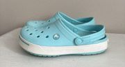 Crocs Aqua Light Blue White Crocband Clogs Size Mens 5 Womens 7 Comfort Shoes