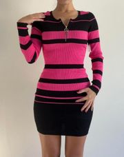 Black Pink Striped Y2K Dress NWT