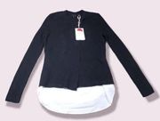 HOLES Ted Baker London Denay Layered Knit Sweater Black White Women's Size 2