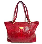 Brahmin Red Tote Shoulder Bag Large Alligator Purse