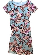 Pink Blush Maternity Light Blue Small Floral Fitted Dress