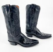 Lucchese 1883 Black Burnished Buffalo Snip Toe Western Cowgirl Boot size 8.5