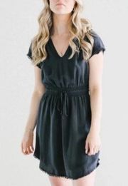 Bella Dahl Soraida Black Lyocel Gathered Waist Mini Dress