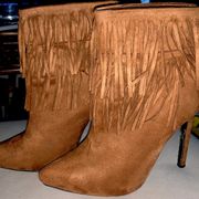 JustFab Brown fringed heeled booties