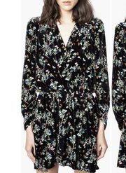 Zadig & Voltaire Reveal Velvet Blossom Dress Size Large Silk Blend Easter Spring