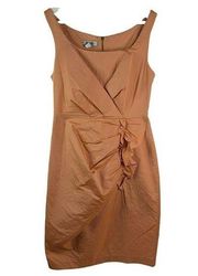 Moschino Cheap & Chic Women’s 6 Dress Square Neck Ruched Sleeveless Orange F015