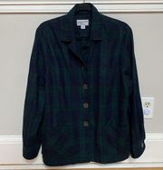 Pendleton Women’s Lassen Jacket Green Navy Tartan Plaid Vintage 100% Virgin Wool