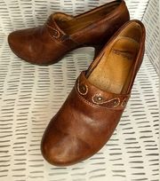 Dansko Riki Saddle Brown Leather Clogs Size 37 US 6.5-7