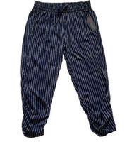 Khakis & Company Pants Blue White Striped Tie Waist Pockets Casual Ankle Large
