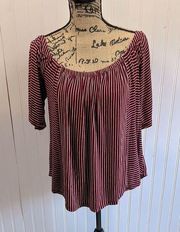 W5 maroon striped off the shoulder blouse