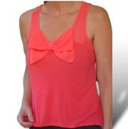 Ambiance apparel top blouse women’s size medium salmon with bow in front *