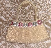 Beaded Bag With Floral Details at Top Great for Spring or Easter