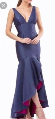 Carmen Marc Valvo infusion satin hi low gown NWT