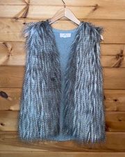 Feather accent gray vest