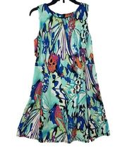 AB Studio Abstract Watercolor Shift Tank Midi Dress Women’s Size Medium