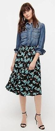 J. Crew Pleated Midi Skirt in Botanical Bees Print