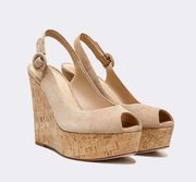 Veronica Beard Womens Suede Peep Toe Cork Slingback Wedge Dali 9