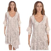 Joyfolie Mia Joy Marabel Dress Lace Asymmetrical hem boho Cream White Medium