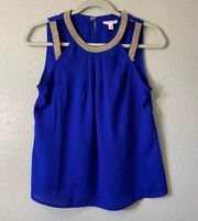 agaci blue chiffon tank top with diamond straps