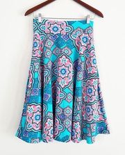 Agnes & Dora mosaic print slip on midi skirt S NEW