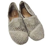 Toms  Shoes Womens 6.5 Tan Crochet Lace Slip On Flats Alpargata