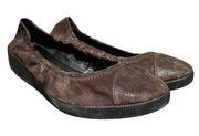 Fitflop Snake Embossed Ballerina Flat F-Pop Slip On Casual Leather Brown 41 10.5