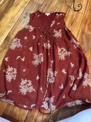 Women’s Maroon Floral Tank Top. Size Medium.  brand