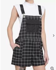 Hot Topic XL Black & White Grid Print Shortalls