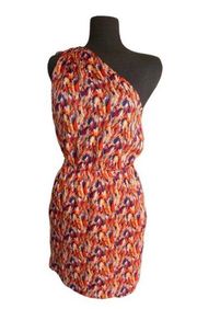 BCBGeneration Women's Orange Glow Multi One Shoulder Dress Pockets