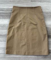 Carolina Herrera Tan Textured Skirt Size 10 Zip Knee Length