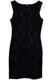 J. McLaughlin Womens Ponte Knit Velvet Brocade Amelia Sheath Dress Size XS Black