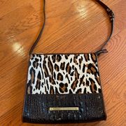 Vintage  Leather and Leopard Print Cross Body Bag