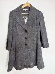 Cabi Shakespeare Wool Blend Tweed Swing Coat Jacket Sz 4