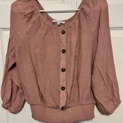 Crescent and willough pink peach long sleeve blouse in large